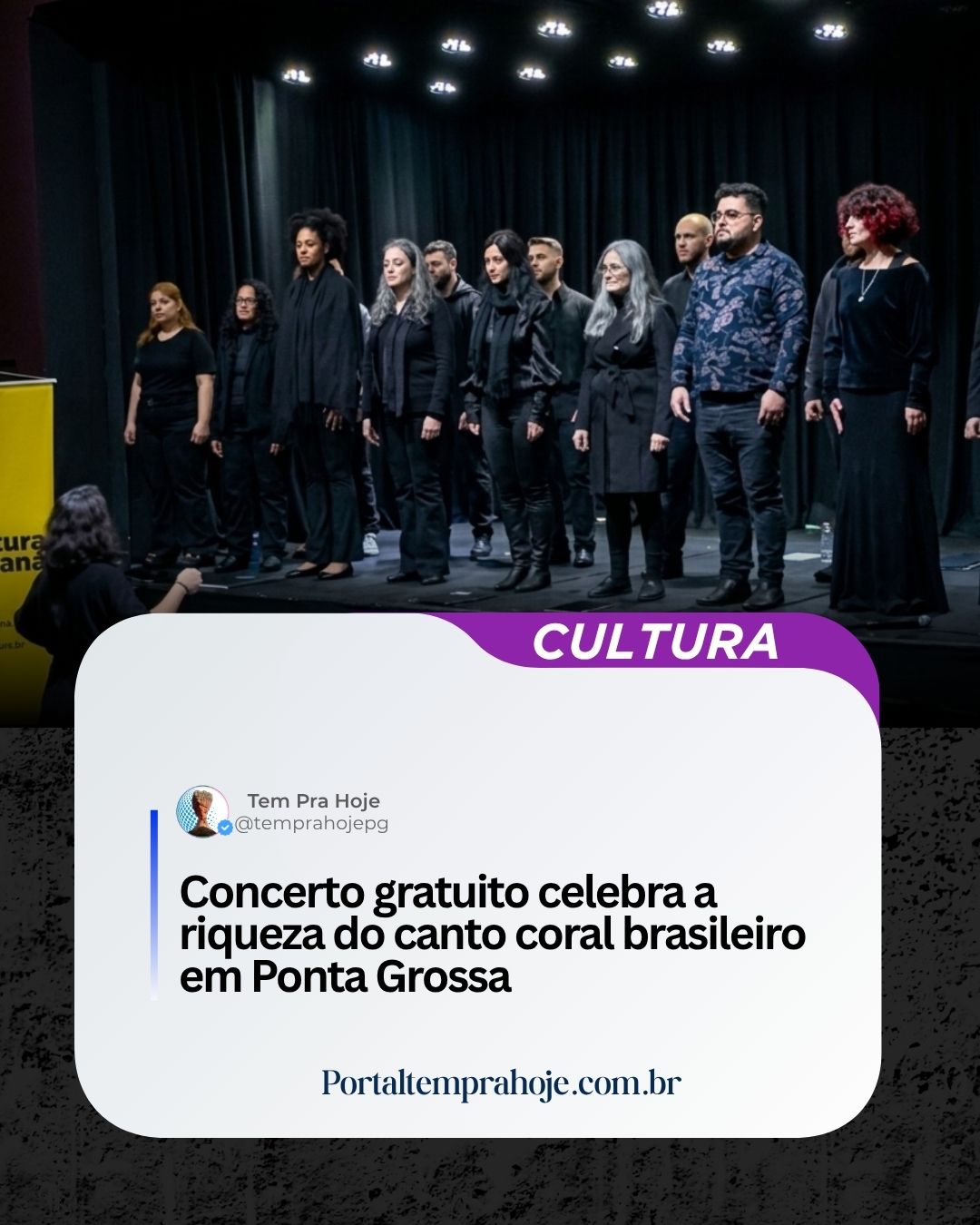 Concerto gratuito celebra a riqueza do canto coral brasileiro em Ponta Grossa