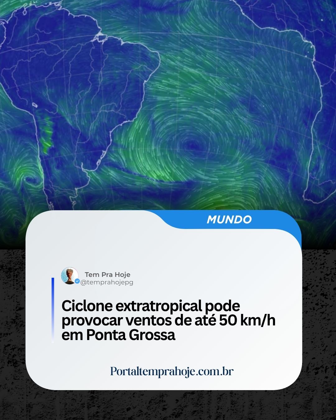 Ciclone extratropical pode provocar ventos de até 50 km/h em Ponta Grossa