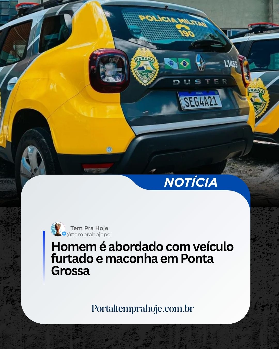 Homem é abordado com veículo furtado e maconha em Ponta Grossa