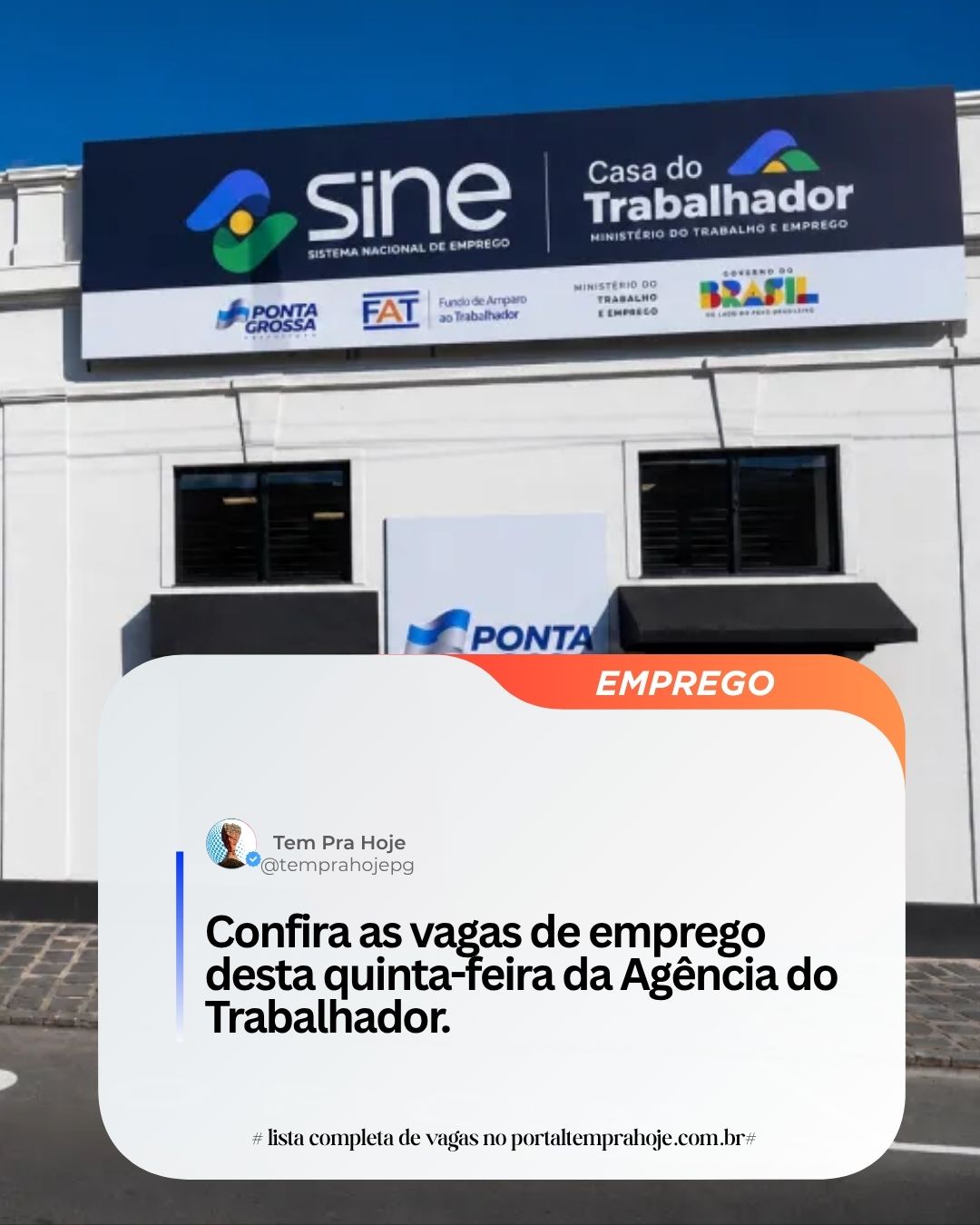 Sine Ponta Grossa divulga 319 vagas de emprego para esta quinta-feira (23)