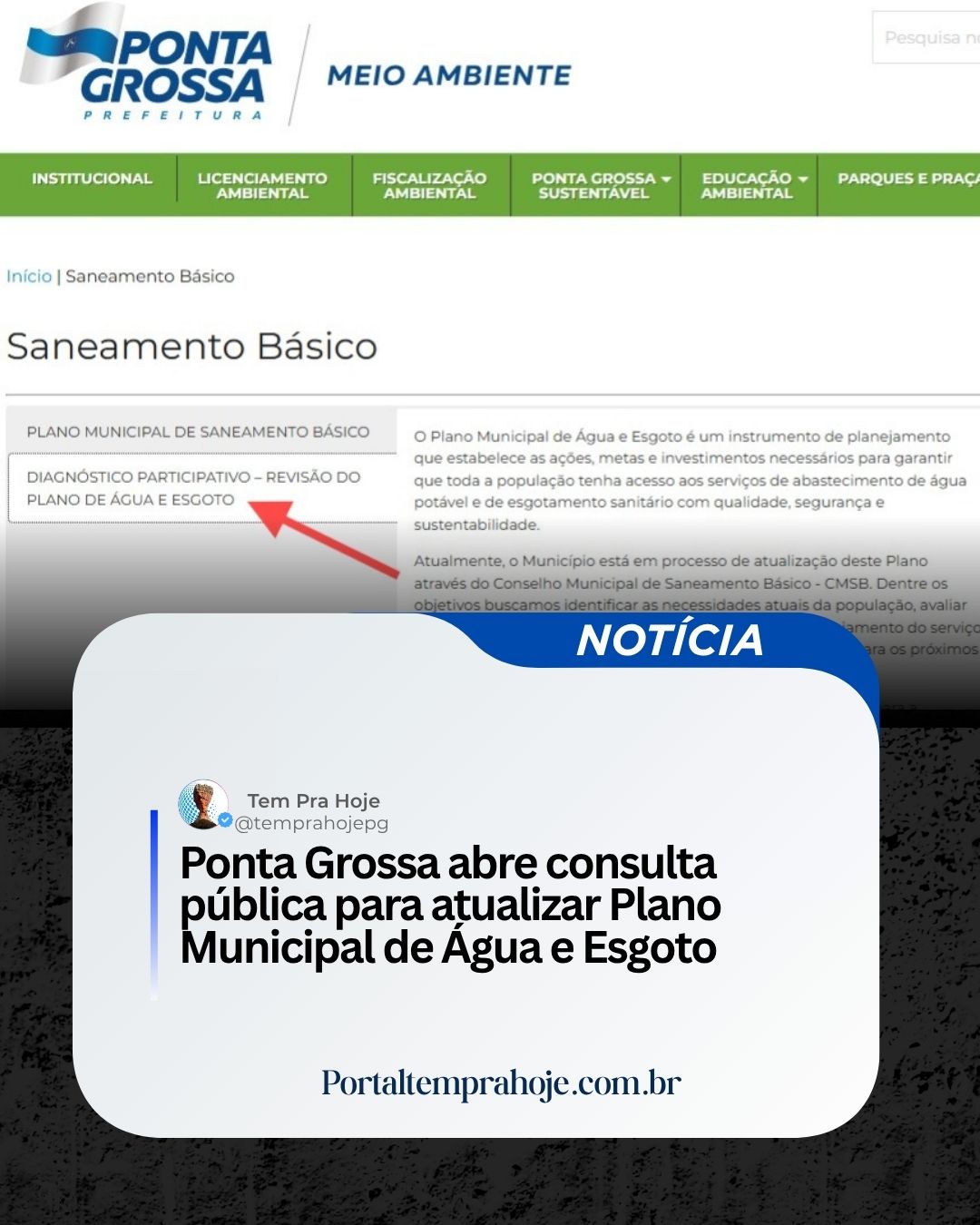 Ponta Grossa abre consulta pública para atualizar Plano Municipal de Água e Esgoto