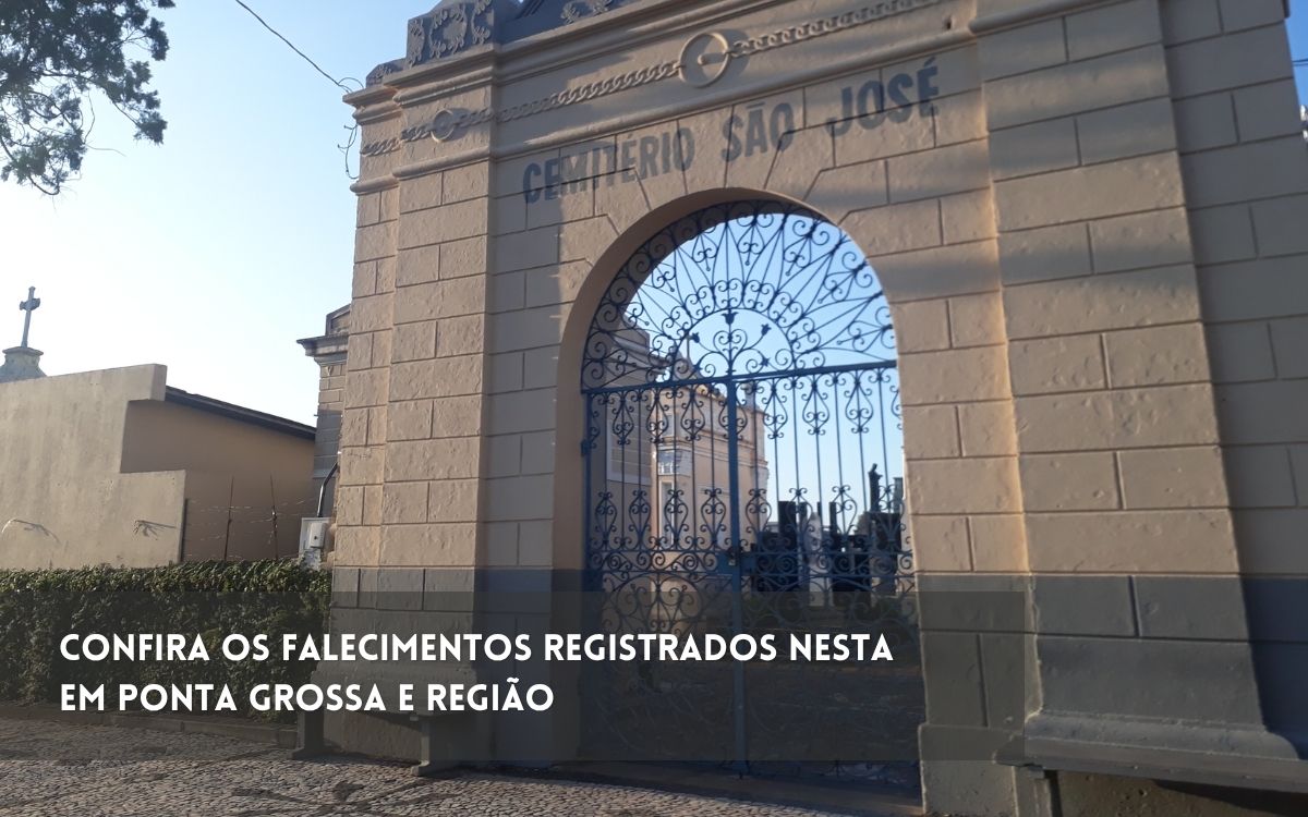 Obituário: confira os sepultamentos desta quarta-feira em Ponta Grossa e região