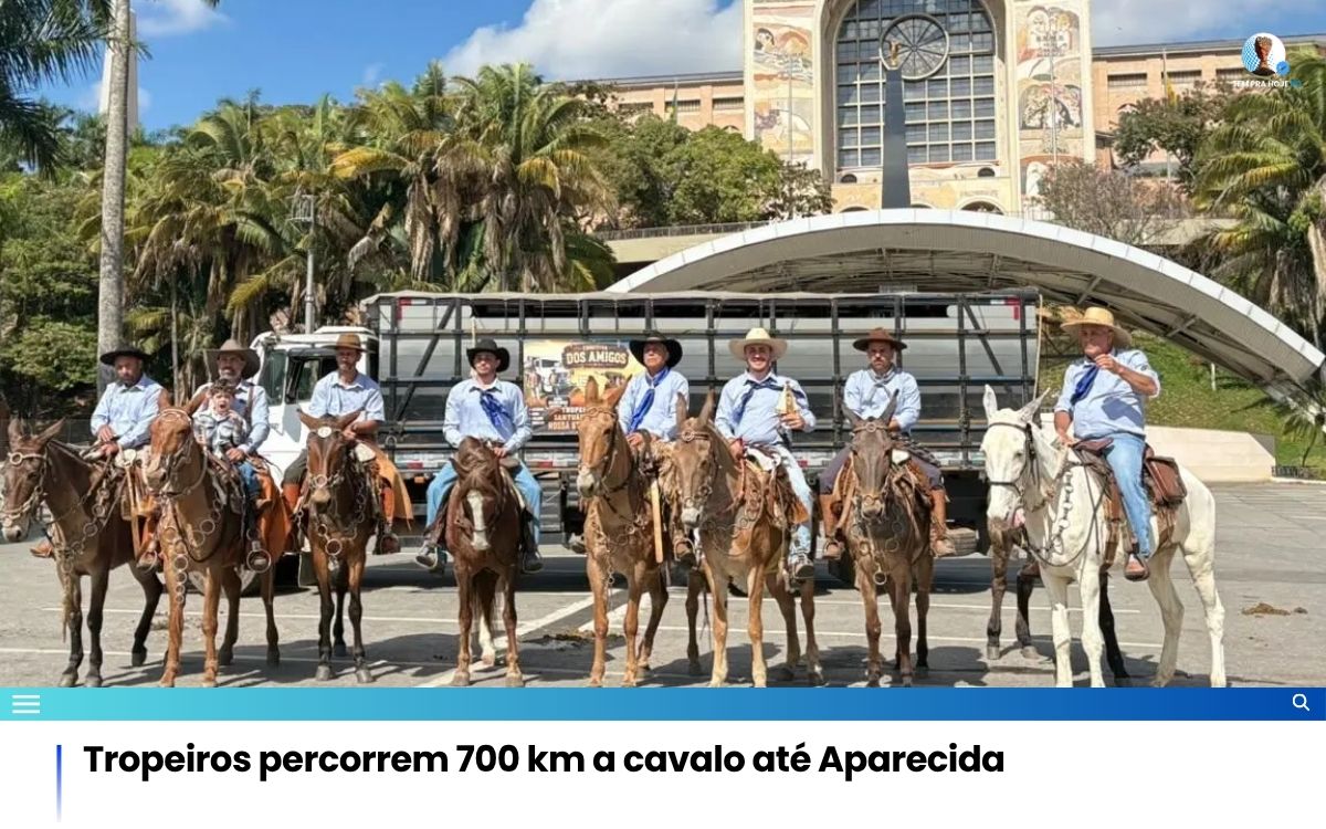 Tropeiros percorrem 700 km a cavalo até Aparecida