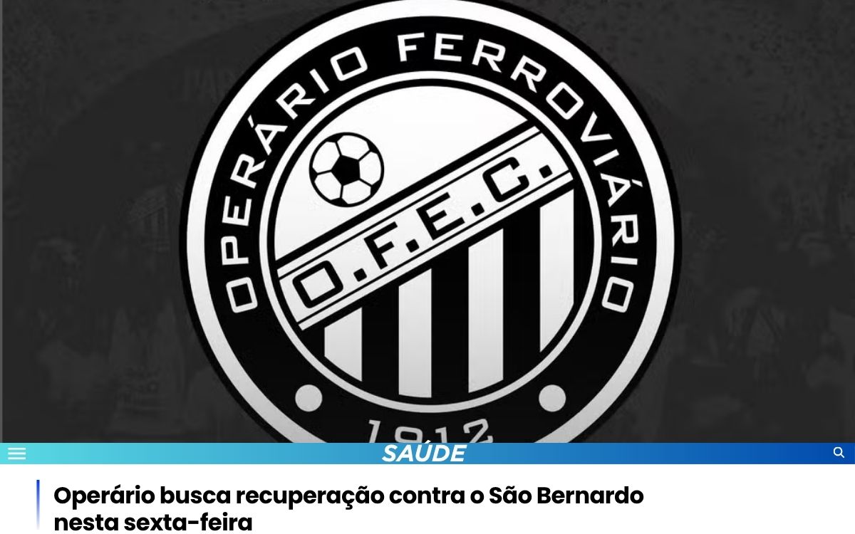 Operário busca recuperação contra o São Bernardo nesta sexta-feira