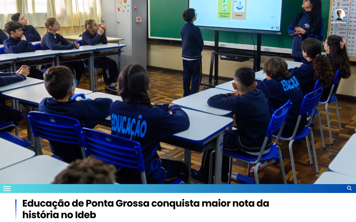 Educação de Ponta Grossa conquista maior nota da história no Ideb