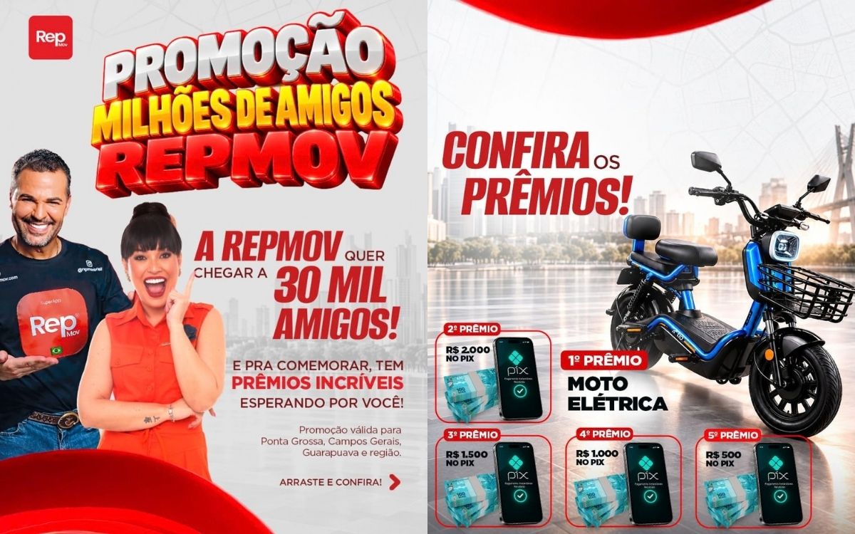 RepMov lança promoção com moto elétrica e prêmios em dinheiro