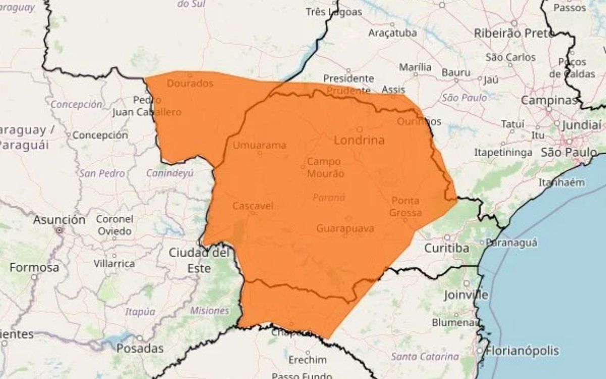 Inmet emite alerta laranja para tempestades no Sul nesta segunda