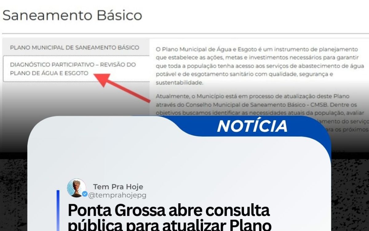Ponta Grossa abre consulta pública para atualizar Plano Municipal de Água e Esgoto